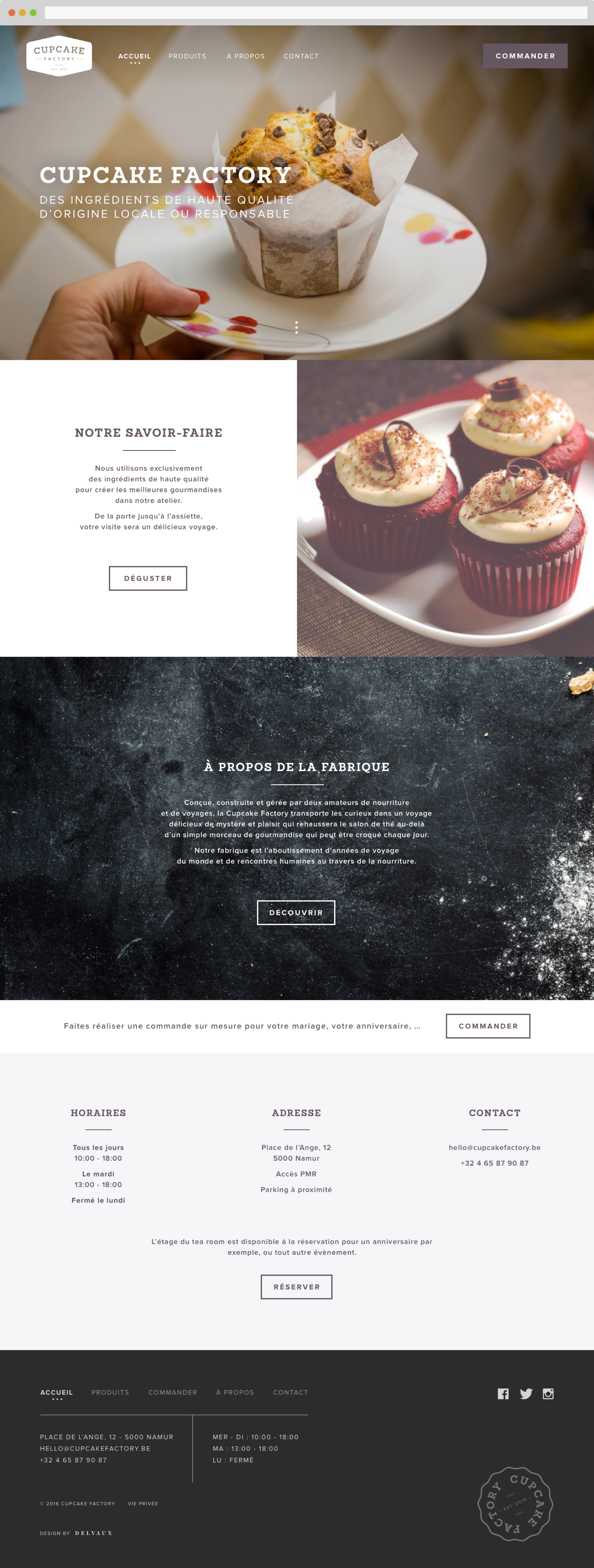 Desktop view of Cupcake Factory website